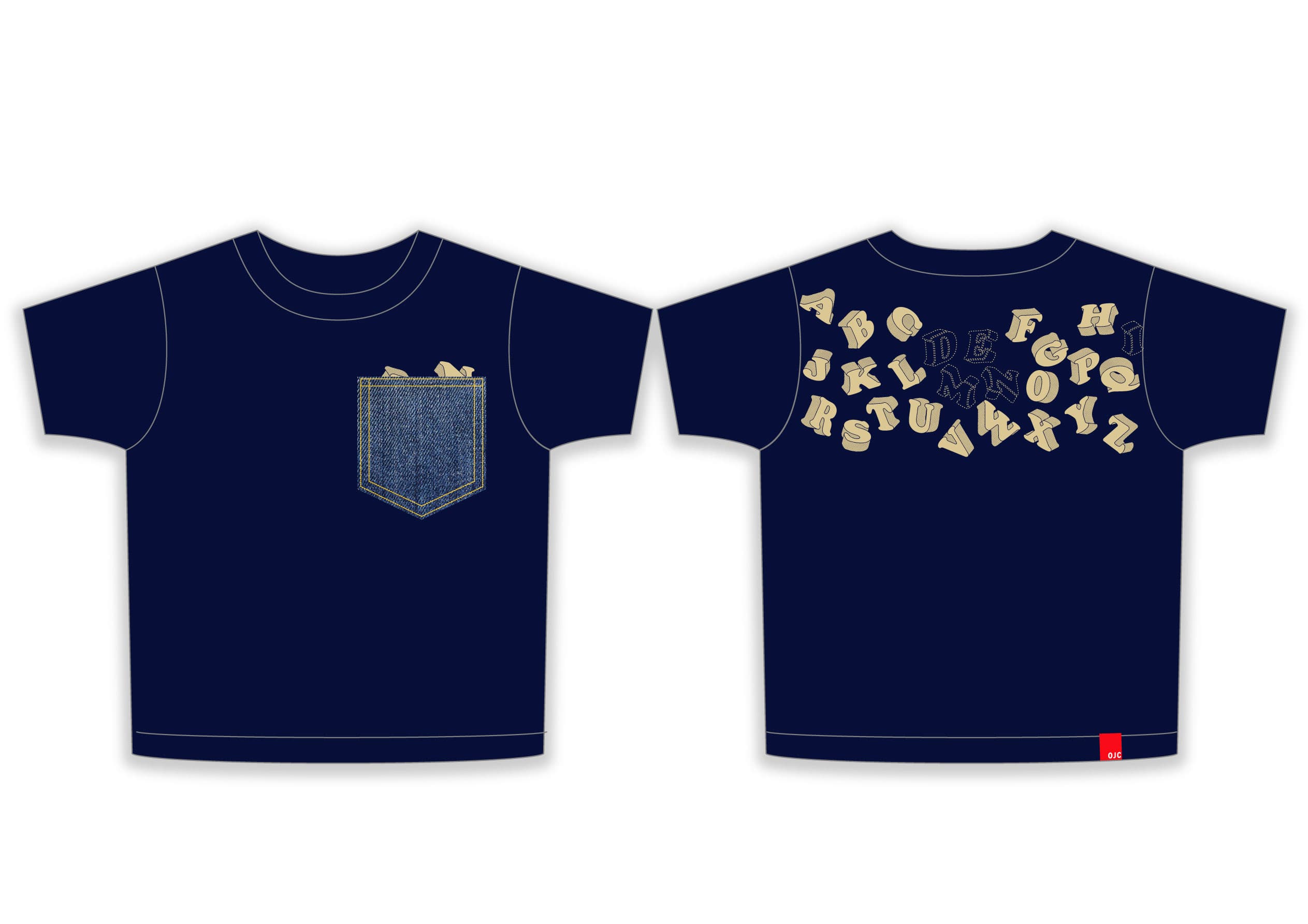 消えたアルファベットの文字とその行方は… OJICOからデニム生地を使った新作Tシャツが登場！