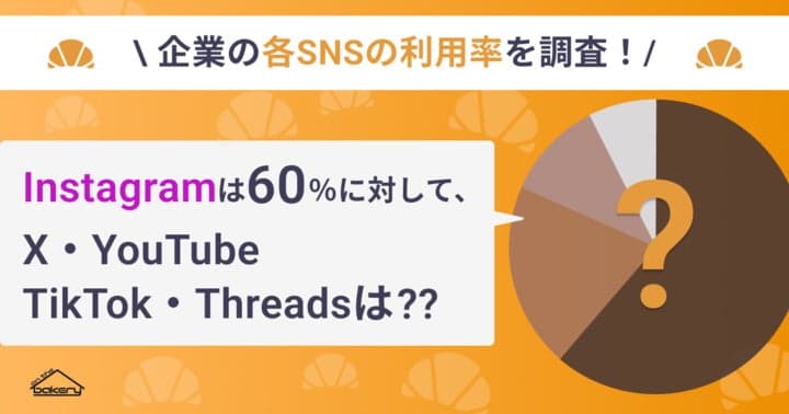 企業の各SNS利用率に関する調査結果を発表！Instagramは60％以上の企業が運用、X・YouTube・TikTok・Threadsの利用状況も公開