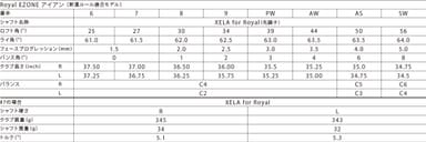 Royal EZONEアイアン　スペック表