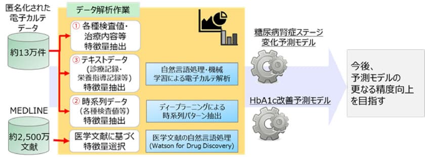 IBMのAI(Watsonテクノロジー)を活用した
世界初となる日本人の生活習慣等を踏まえた
2型糖尿病悪化の予測モデル構築