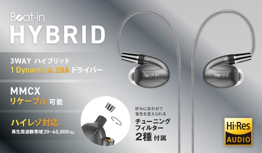 Beat-in、ハイレゾ音源対応・ハイブリッドイヤホン「Beat-in HYBRID」新発売