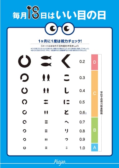 メガネのアイガンオリジナル簡易視力表