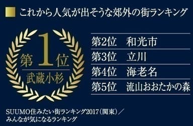 「みんなが選んだ住みたい街ランキング2017関東版」リクルート住まいカンパニー調べ