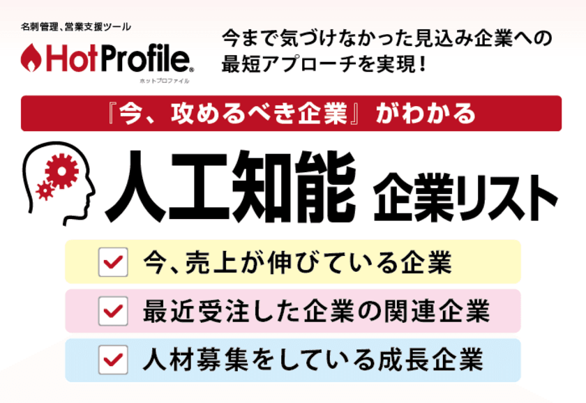 ハンモック、クラウド名刺管理「HotProfile」にAI機能を搭載
　有望な営業先リストの作成で効率的な販路拡大が可能に