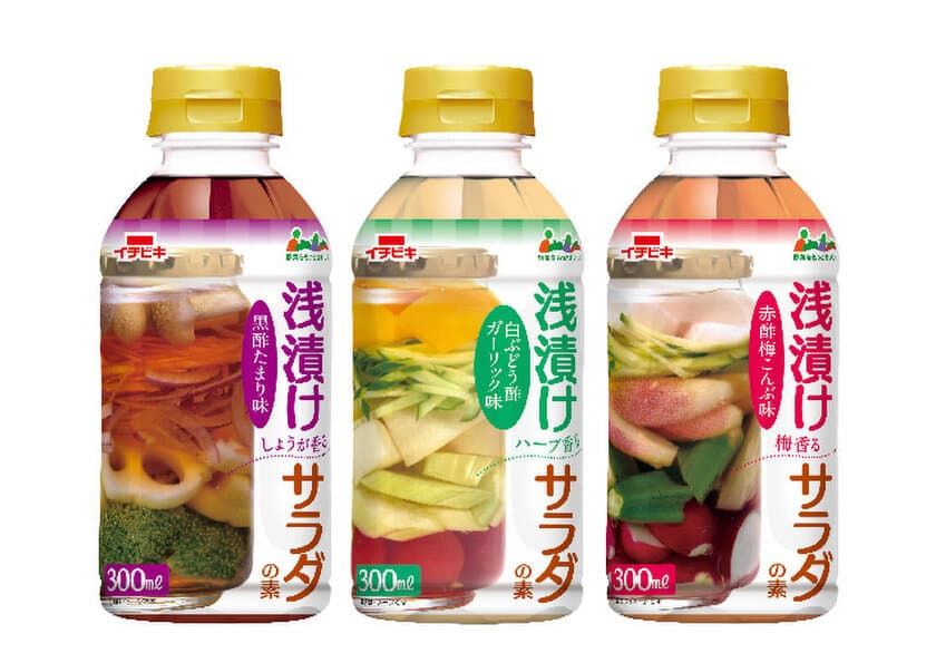 カラフルな“浅漬けサラダ”で手軽に野菜が摂れる！
「浅漬けサラダの素」《黒酢たまり味》など3品新発売