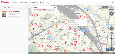 未来地図と物件情報を同時表示