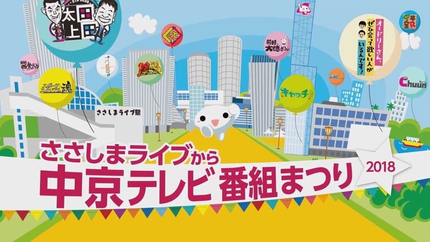 中京テレビ番組まつり、ささしまライブにて3月24日・25日開催！
グルメ・お笑い・音楽など各番組に関連するイベントを実施