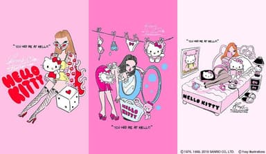 「HELLO KITTY × foxy illustrations」アートイメージ