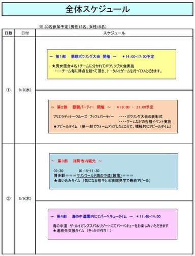 独身社員交流会進行スケジュール