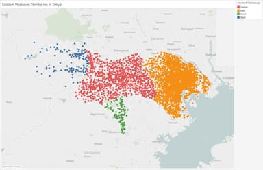 新マップ（7桁郵便番号の代表位置を視覚的に地図上にプロットすることが可能）