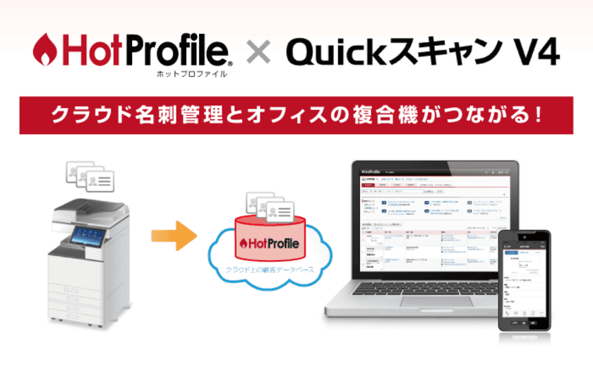 クラウド名刺管理「HotProfile」と
複合機アプリ「Quickスキャン V4」との連携を発表