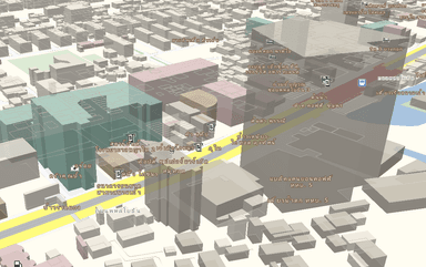 タイ：3D地図表示