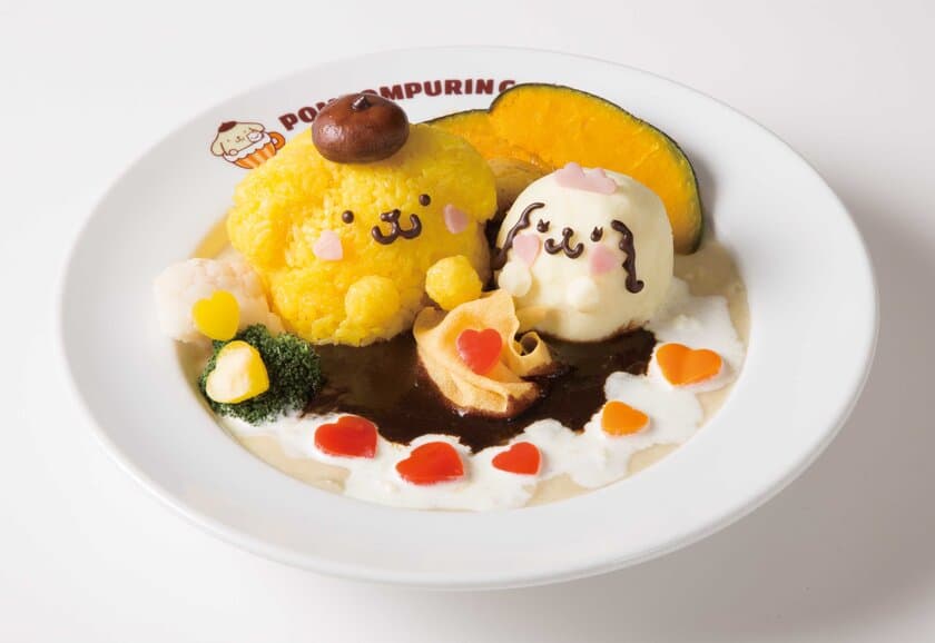 ＜ポムポムプリンカフェ 原宿＞
プリンとマカロンのバレンタイン・ホワイトDayメニュー
　2色カレーやパンケーキなど3品登場(1/15～3/14)