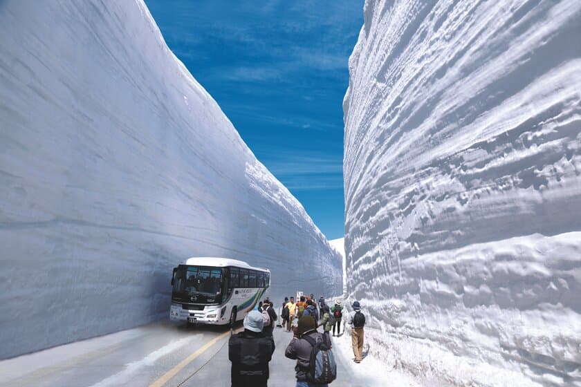 2019立山黒部アルペンルート、白力の雪壁“雪の大谷”を抜けて
4月15日全線開通！
雪と星が奏でる、春の立山絶景ハーモニーへ