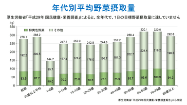 年代別平均野菜摂取量