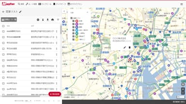 リストの地図上への表示例