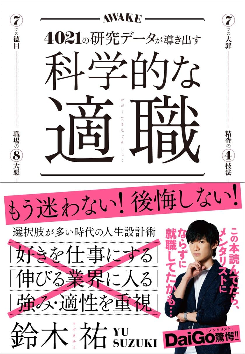 “職選びの常識”を4021の研究データが覆す！
新進気鋭のサイエンスライターが教える「最高の職業の選び方」
『科学的な適職』12月13日(金) 発売！