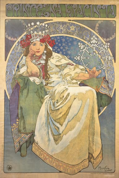 アルフォンス・ミュシャ《ヒヤシンス姫》　1911年　カラーリトグラフ　ミュシャ財団蔵　(C)Mucha Trust 2020