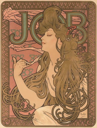 アルフォンス・ミュシャ《ジョブ》　1896年　カラーリトグラフ　ミュシャ財団蔵　(C)Mucha Trust 2020