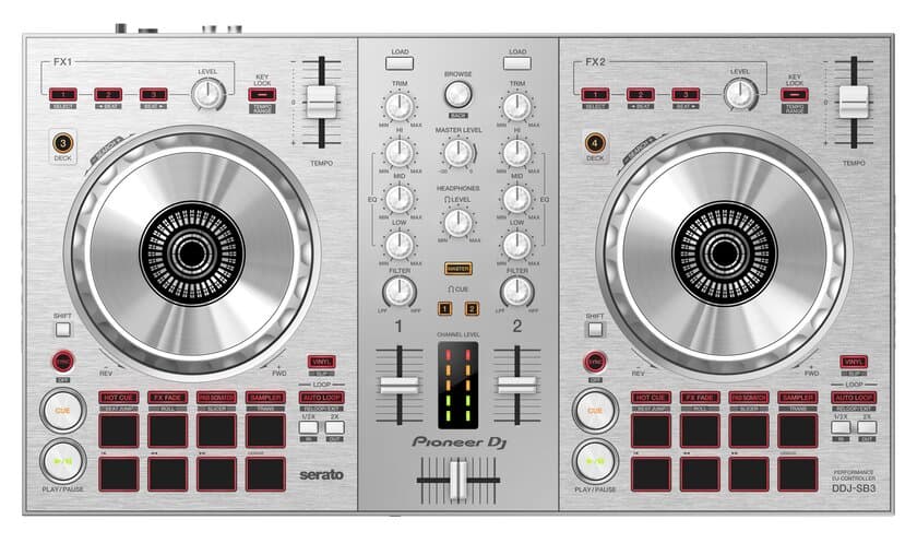 DJが初めての方でも本格的なDJプレイを楽しめる
Serato DJ Lite対応DJコントローラー「DDJ-SB3」に
限定ピュアシルバーモデル「DDJ-SB3-S」が登場