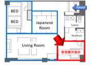 客室露天風呂間取り例