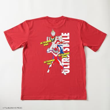 ULTRA STYLE 半袖Tシャツ メンズ【ウルトラマンティガ、ウルトラマンダイナ、ウルトラマンガイア】レッド(背面)