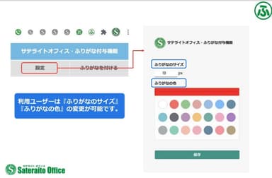 ふりがなのサイズ、色の変更が可能