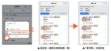 「乗換に使わない駅」機能のイメージ画像