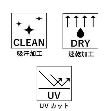 吸汗・速乾・UVカット機能付き