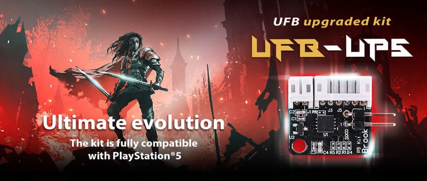 進化したアーケードコントローラーがPS5に参戦！
Universal Fighting Boardの
アップグレードキット「UFB-UP5」登場