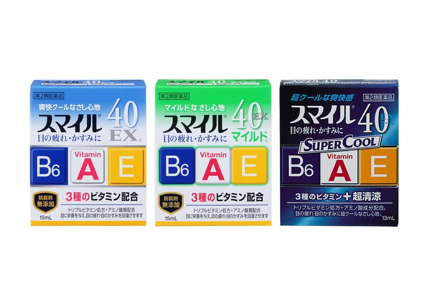 目の疲れ・かすみに効く目薬「スマイル40EXシリーズ」
シリーズ累計出荷個数(※1)2億個突破！
シリーズ発売後20年目の現在も『スマイル40EXa』が
市場をけん引！