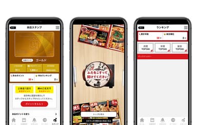 図2 来店スタンプ・スクラッチ・ランキングの画面ショット