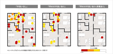 ウイルス付着量ヒートマップ