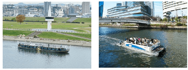 （枚方船着場周辺の水深が特に浅く小型船でしか運航できない場合） 「ひまわり」＋「アクアmini」