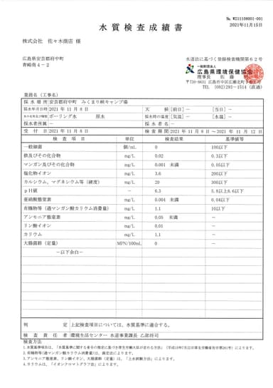 水質検査成績書