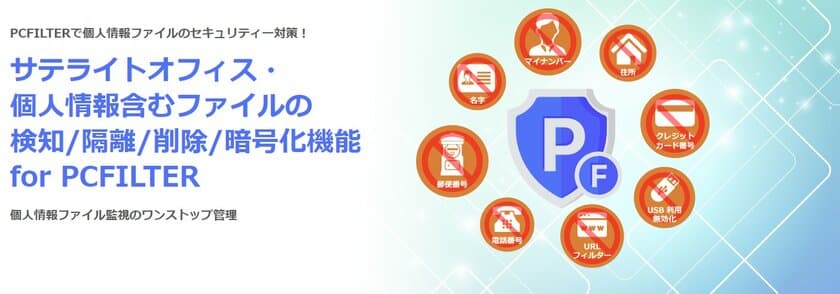 サテライトオフィス、個人情報データ監視ソフト
「PCFILTER」の提供を開始　
個人情報を含むファイルを検知して隔離・暗号化・削除