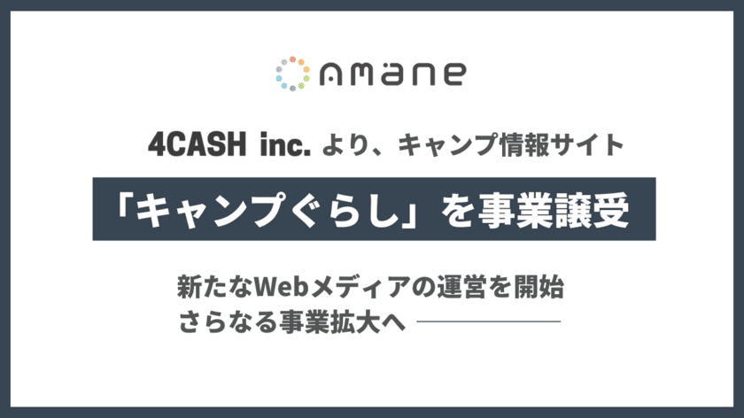 キャンプ情報サイト「キャンプぐらし」
事業譲受および運営会社変更のお知らせ