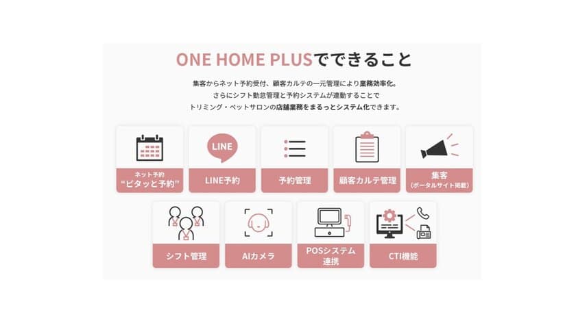 トリミングサロン向け新サービス 予約管理システム
「ONE HOME PLUS DX」を4月3日に提供開始　
～人にも動物にも優しい店舗をサポートするために～