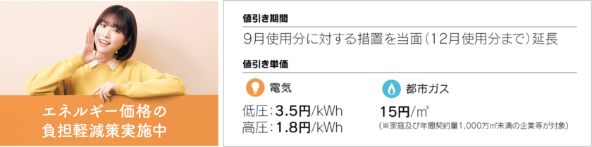 引き続き、電気代・都市ガス代の値引き支援を行います