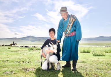 遊牧民と小野田とカシミヤヤギ