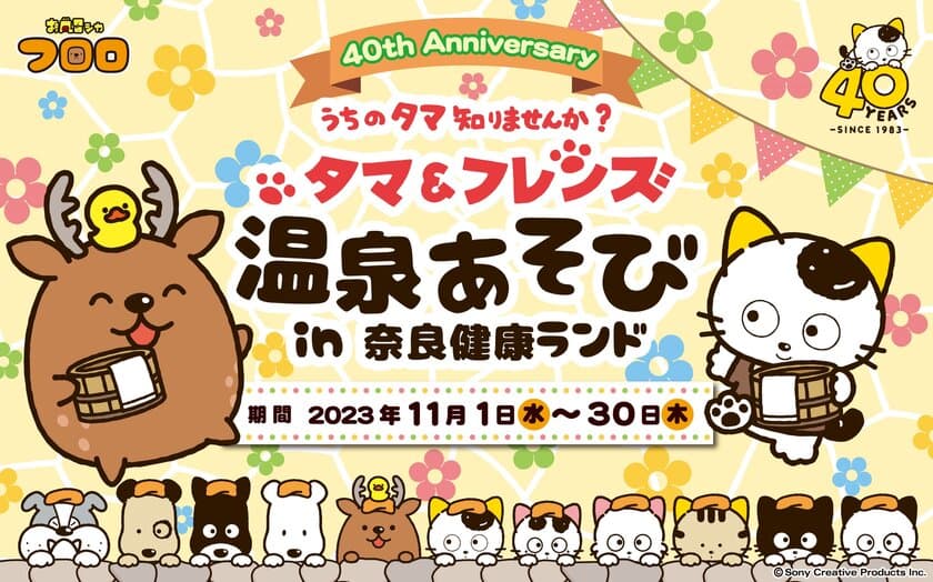 「タマ＆フレンズ」の仲間たちが奈良健康ランドに登場！
11月1日(水)より「タマ＆フレンズ～うちのタマ知りませんか？～
温泉あそび in 奈良健康ランド」開催！！