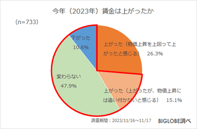 今年(2023年)賃金は上がったか