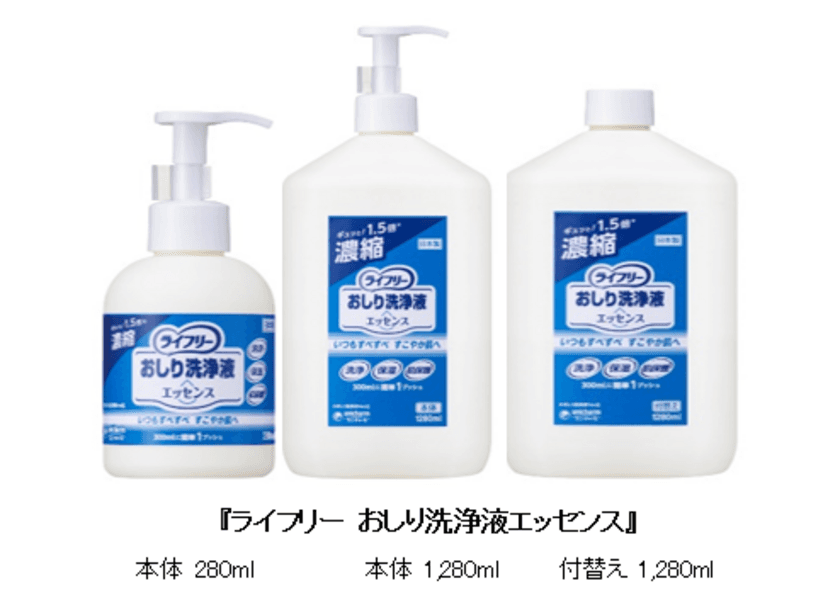 高濃縮率で保管に便利／天然ひまわり油ですすぎ洗い不要　
『ライフリー おしり洗浄液エッセンス』発売