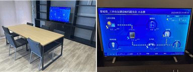 大志寮共用スペースにて表示されている「WEBみえる化システム」(画像提供：三井住友建設株式会社)