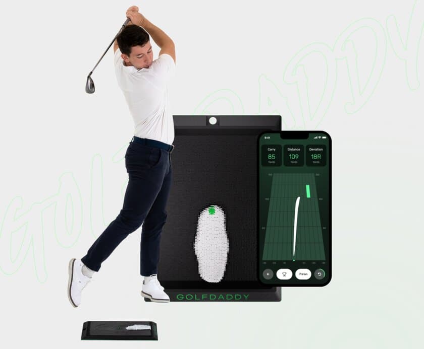 Amazon新着ランキング1位獲得の
ゴルフ練習器具がリニューアル！
AIで弾道を可視化する『Golf Daddyシミュレーター』
Makuakeにて先行販売を開始