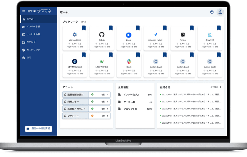 国内初※1オンプレミスの自動可視化に対応した
SaaS管理サービス「OPTiM サスマネ」を正式提供開始