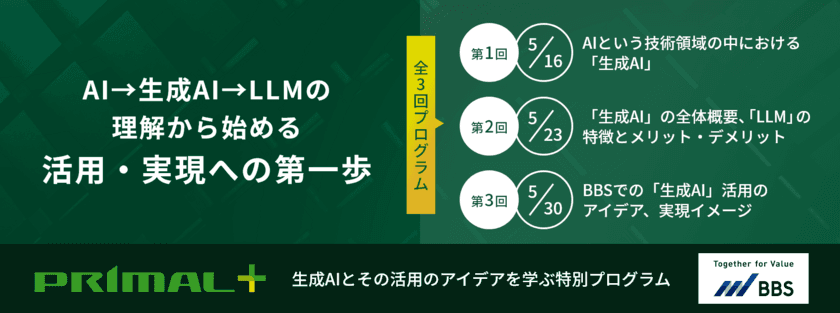 経営管理システムを提供するプライマル、経営・会計業務における
生成AIの活用アイデアが学べるプログラム『PRIMAL＋』を開催