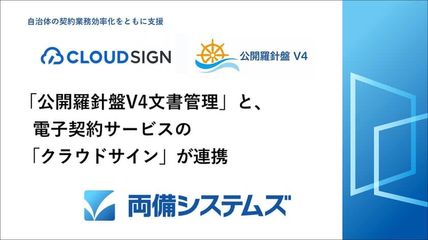 両備システムズ「公開羅針盤V4文書管理」と
電子契約サービスの「クラウドサイン」が連携