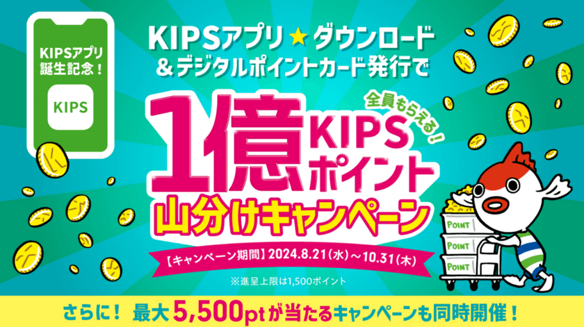 KIPSアプリ誕生記念！
１億KIPSポイント山分けキャンペーンがいよいよ始まります