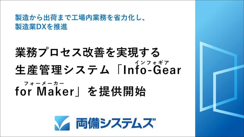 生産から出荷まで工場内業務を省力化し、製造業DXを推進　
業務プロセス改善を実現する
生産管理システム「Info-Gear for Maker」を提供開始